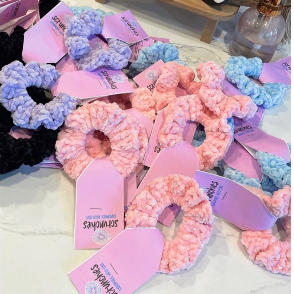 Crochet hair scrunchies set of 3 you pick colors